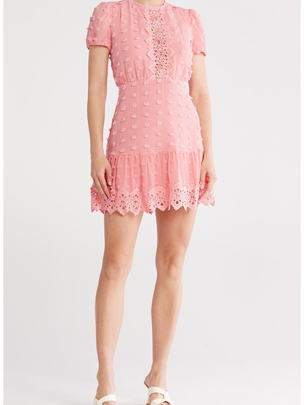 Love By Design Pink Lace-Detail Mini Dress